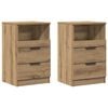 vidaXL Nachtkastjes 2 st 40x36x65cm bewerkt hout artisanaal eikenkleur
