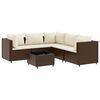 vidaXL 6-delige Loungeset met kussens poly rattan bruin