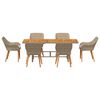 vidaXL Tuin Eetset met kussen 7 pcs Beige en bruin poly rattan
