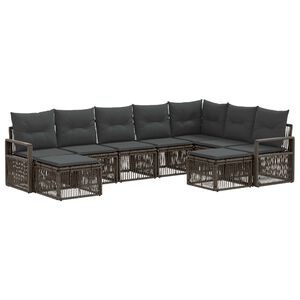 vidaXL Tuinbankenset 9 st Grijs poly rattan