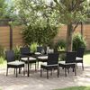 vidaXL Tuin eettafelset 7 pcs Zwart Gepoedercoat staal