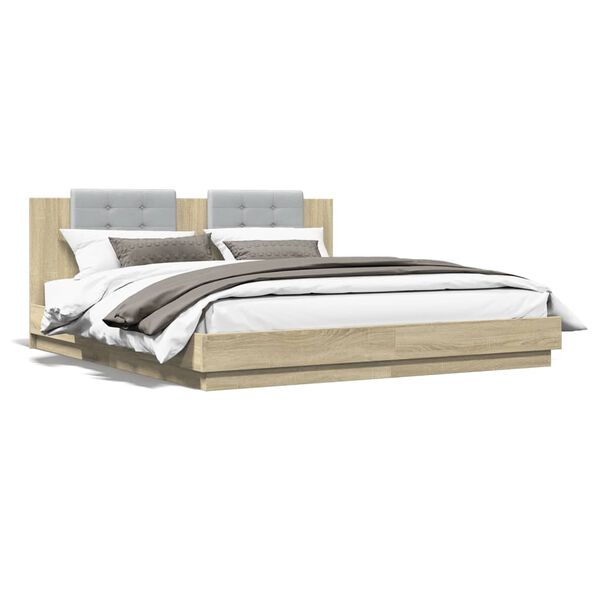 vidaXL Bedframe met hoofdbord sonoma eikenkleurig 160x200 cm