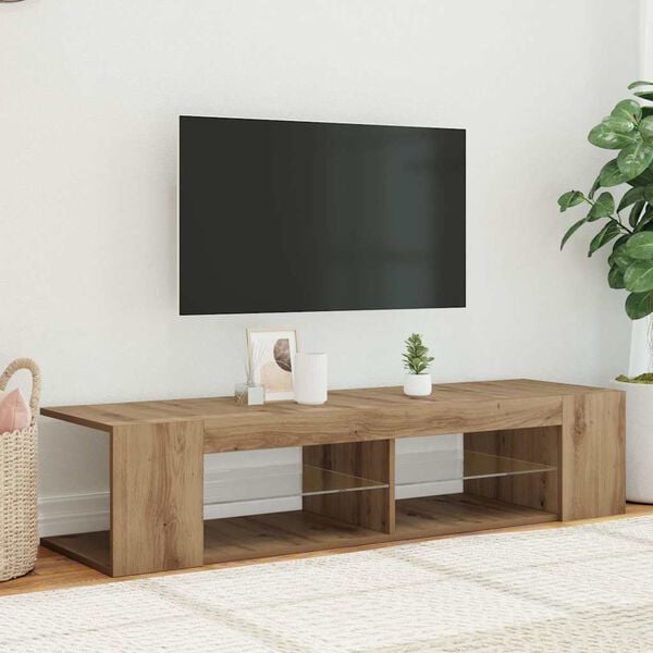 vidaXL Tv-meubel met LED 135x39x30 cm bewerkt hout artisanaal eiken