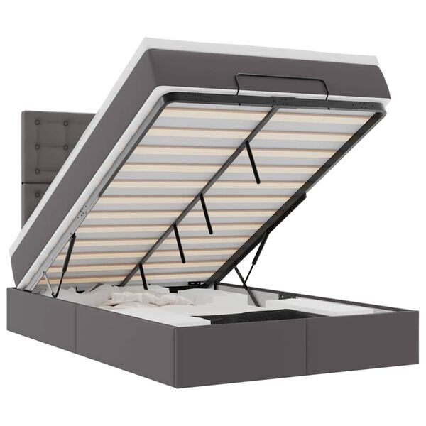 vidaXL Ottoman bed met matras 120x200cm kunstleer grijs