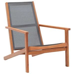 vidaXL Loungestoel massief eucalyptushout en textileen grijs