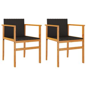 vidaXL Tuinstoelen 2 st poly rattan en massief hout zwart