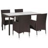 vidaXL 5-delige Tuinset met kussens poly rattan bruin