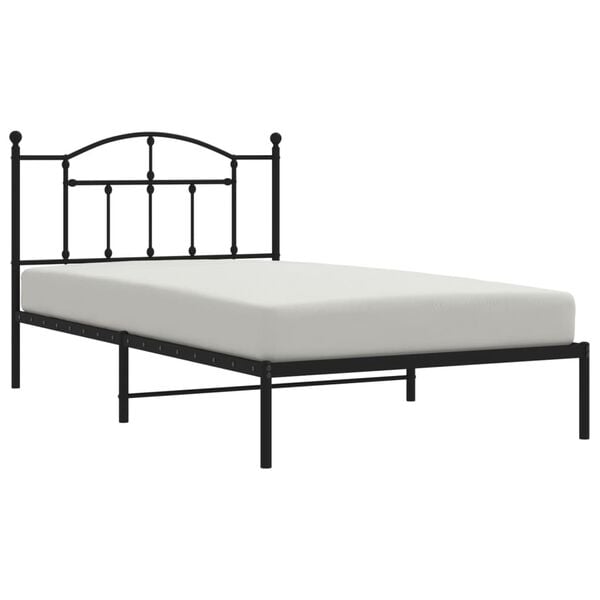 vidaXL Bedframe met hoofdbord metaal zwart 107x203 cm