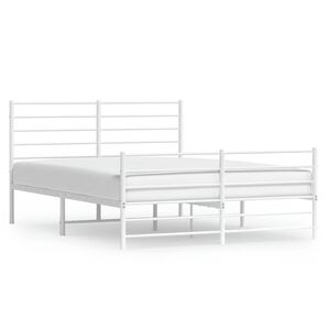 vidaXL Bedframe met hoofd- en voeteneinde metaal wit 120 x 190 cm