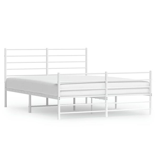 vidaXL Bedframe met hoofd- en voeteneinde metaal wit 120 x 190 cm