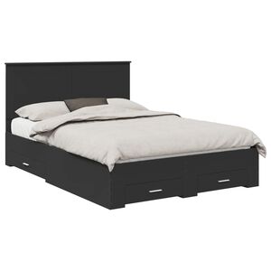 vidaXL Bedframe met hoofdeinde Zwart 140 x 190 cm Bewerkt hout