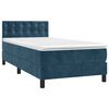 vidaXL Boxspring met matras en LED fluweel donkerblauw 90x200 cm