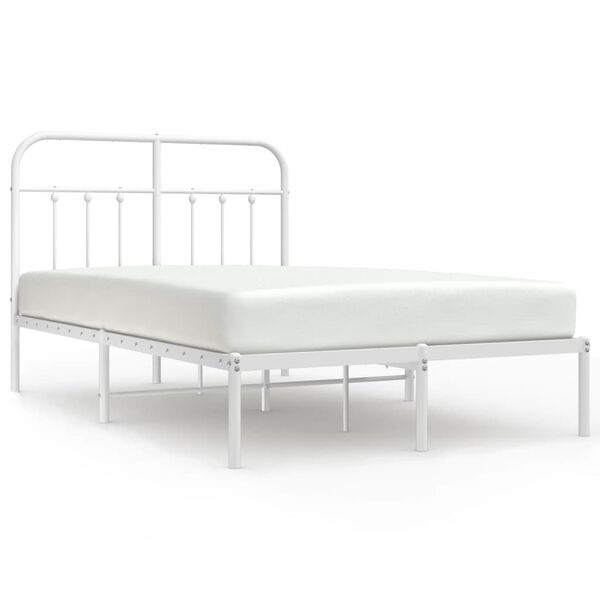 vidaXL Bedframe met hoofdbord metaal wit 120x200 cm