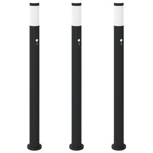 vidaXL Bolderverlichting met sensor 3 stuks 110 cm RVS IP44