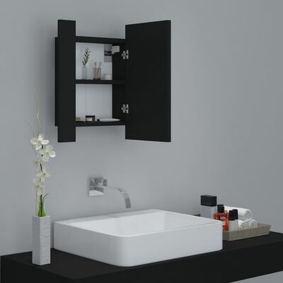 vidaXL Badkamerkast met spiegel en LED 40x12x45 cm acryl zwart