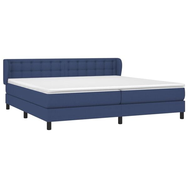 vidaXL Boxspring met matras stof blauw 200x200 cm