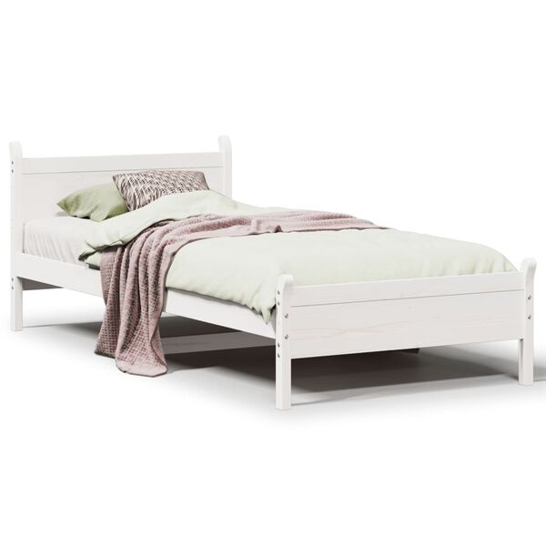 vidaXL Bedframe zonder matras massief grenenhout wit 90x190 cm