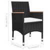 vidaXL 3-delige Bistroset poly rattan en gehard glas zwart