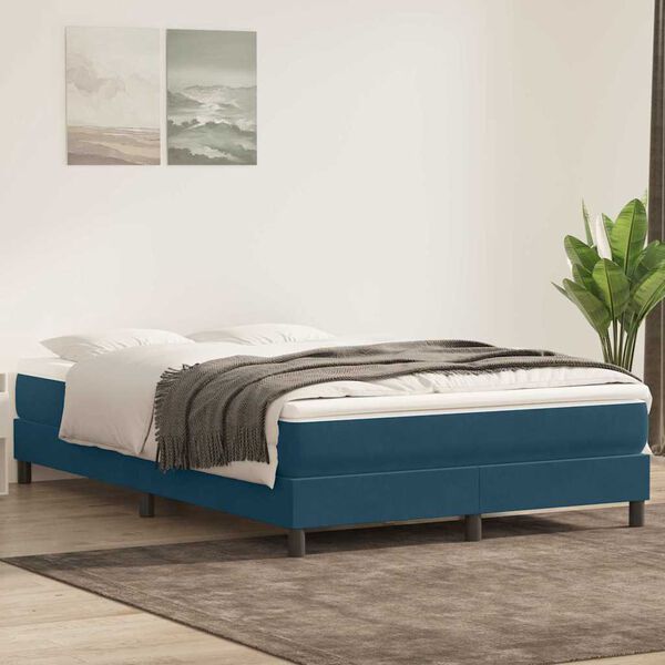 vidaXL Boxspring zonder matras fluweel donkerblauw 140x220 cm