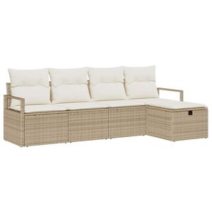 vidaXL Bankstel 5 st 5-Aantal zitplaatsen Beige en Cr&egrave;me poly rattan