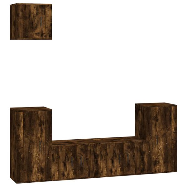 vidaXL 5-delige Tv-meubelset bewerkt hout gerookt eikenkleurig