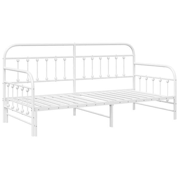 vidaXL Bedframe voor een daybed met hoofdeinde Wit 100 x 190 cm Staal