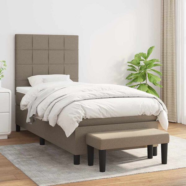 vidaXL Boxspring met matras stof taupe 90x190 cm