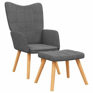 vidaXL Relaxstoel met voetenbank stof donkergrijs