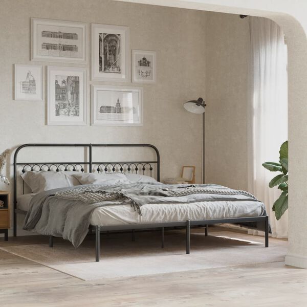 vidaXL Bedframe met hoofdbord metaal zwart 183x213 cm