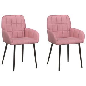 vidaXL Eettafelstoelen 2 st fluweel Roze 56.5 x 50 x 85 cm