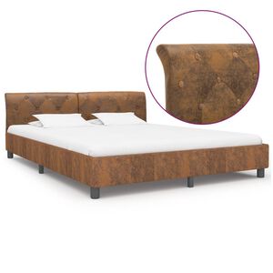 vidaXL Bedframe kunstsu&egrave;de bruin 160x200 cm