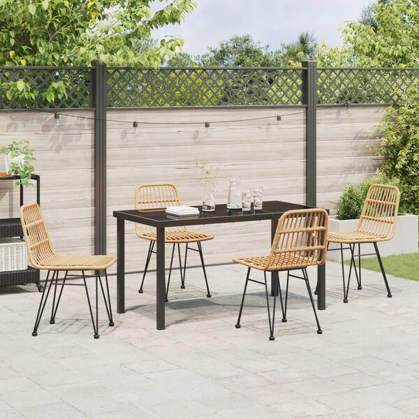 vidaXL Tuin eettafelset 5 pcs Bruin Gepoedercoat staal