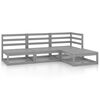 vidaXL 4-delige Loungeset massief grenenhout grijs