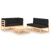 vidaXL 5-delige Loungeset met kussens massief grenenhout