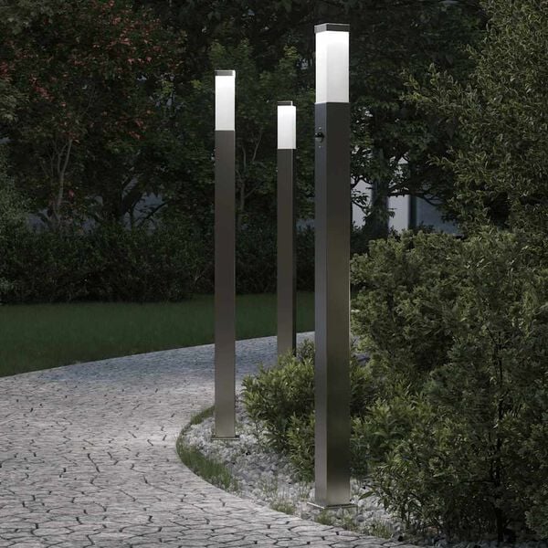 vidaXL Bolderverlichting met sensor 3 stuks 110 cm RVS IP44