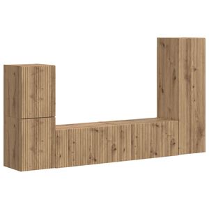 vidaXL Tv-meubelset Wandgemonteerd 4 pcs Artisan Eiken Bewerkt hout