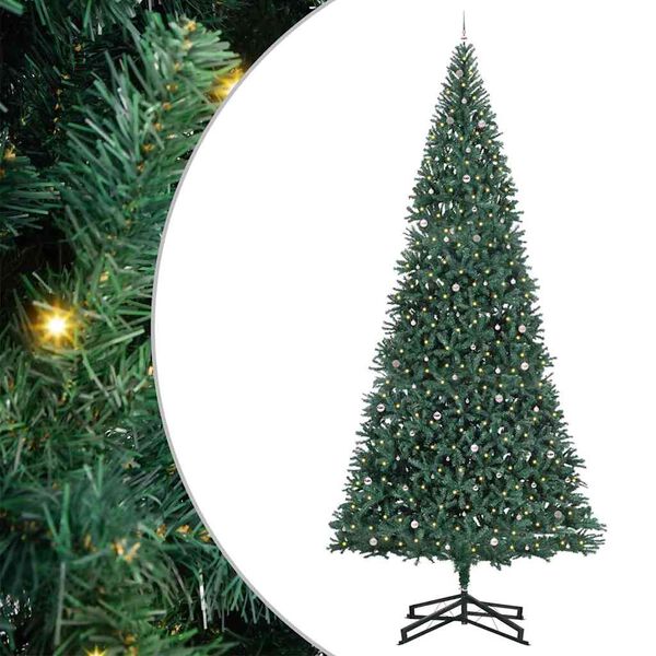 vidaXL Artificial Pre-lit Kerstboom met Ballenset Groen 500 cm PVC