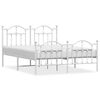 vidaXL Bedframe met hoofd- en voeteneinde metaal wit 140x190 cm