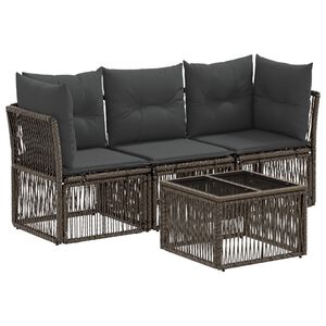 vidaXL Tuinbankenset 4 st Grijs poly rattan