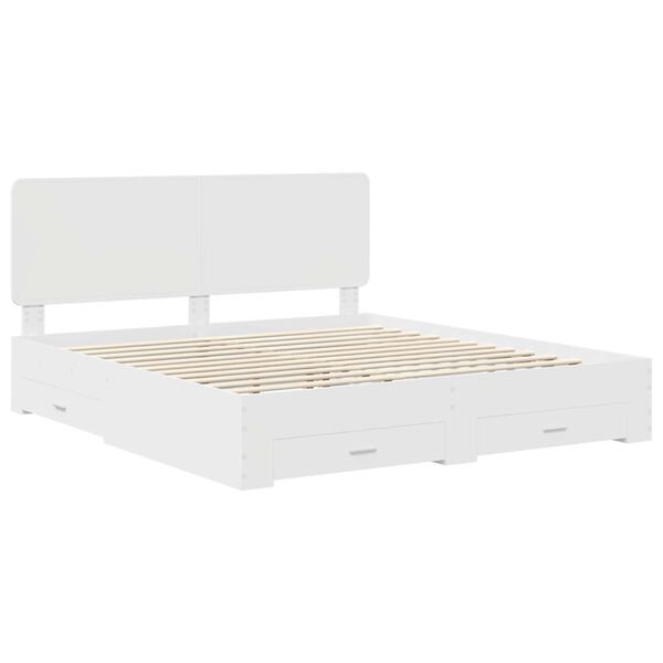 vidaXL Bedframe met hoofdeinde met lade Wit 180 x 200 cm Bewerkt hout