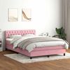 vidaXL Boxspring met matras fluweel roze 140x210 cm