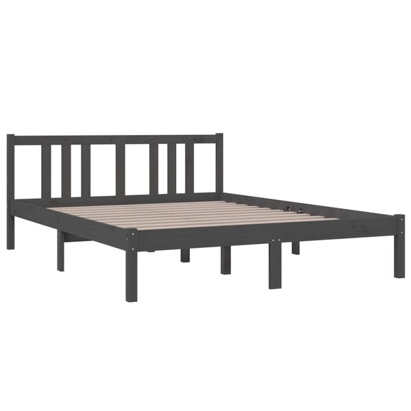 vidaXL Bedframe massief hout grijs 140x190 cm