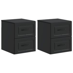 vidaXL Wandbeugel Bedkast 2 st Zwart 34,5 x 33 x 40 cm Bewerkt hout
