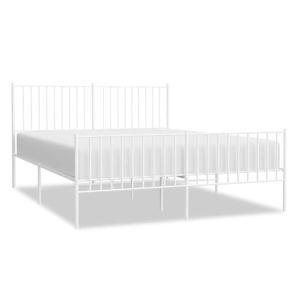 vidaXL Bedframe met hoofd- en voeteneinde metaal wit 160x200 cm