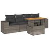 vidaXL 5-delige Loungeset met kussens poly rattan grijs