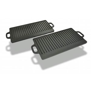vidaXL Grillplaat gietijzer dubbelzijdig 38x23 cm 2 st
