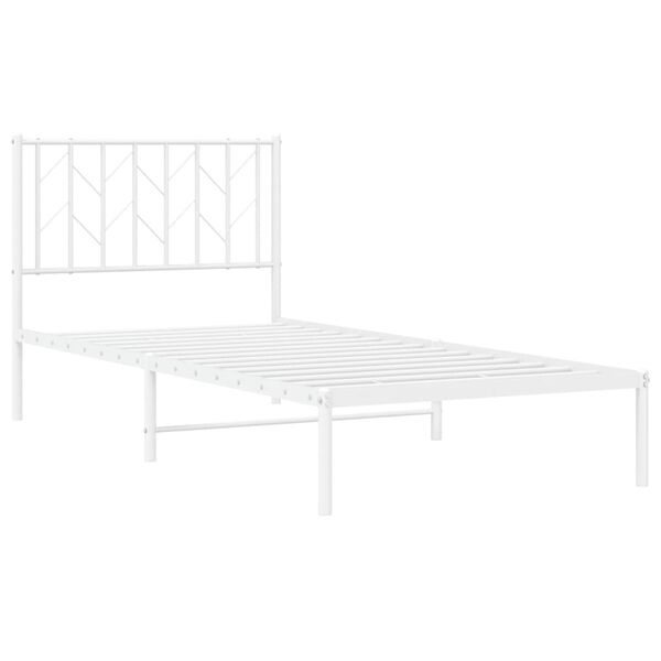 vidaXL Bedframe met hoofdbord metaal wit 90x190 cm