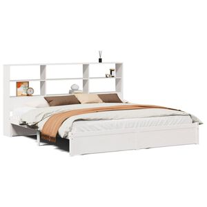 vidaXL Bed met boekenkast zonder matras grenenhout wit 180x200 cm