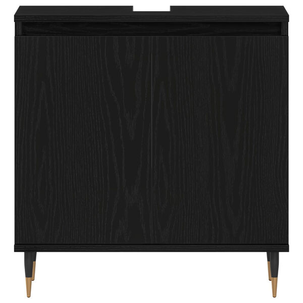 vidaXL Wastafelkast 58x33x60 cm bewerkt hout zwart eikenkleurig