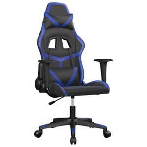 vidaXL Massage gamestoel kunstleer zwart en blauw